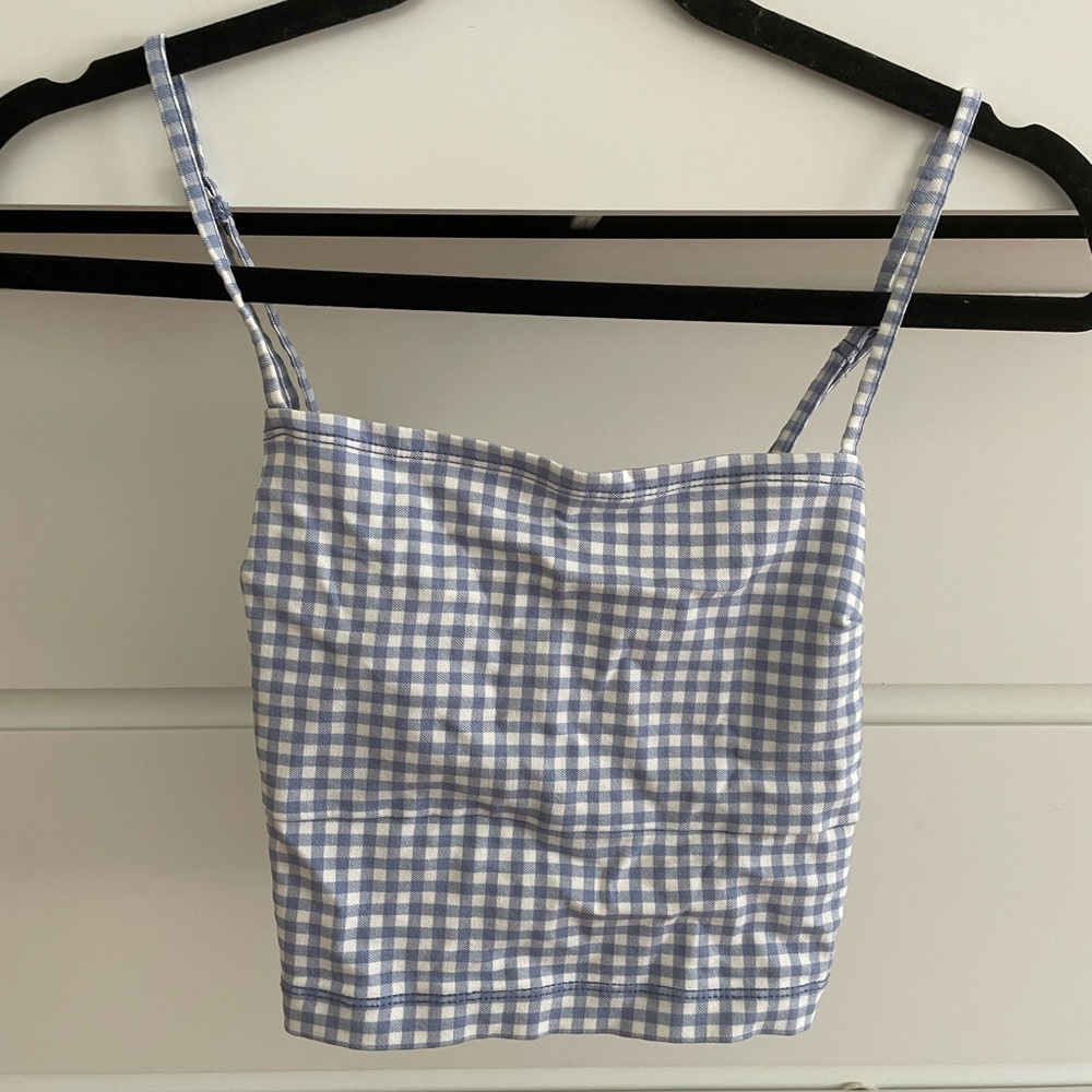 Hollister Blue and White Gingham Camisole